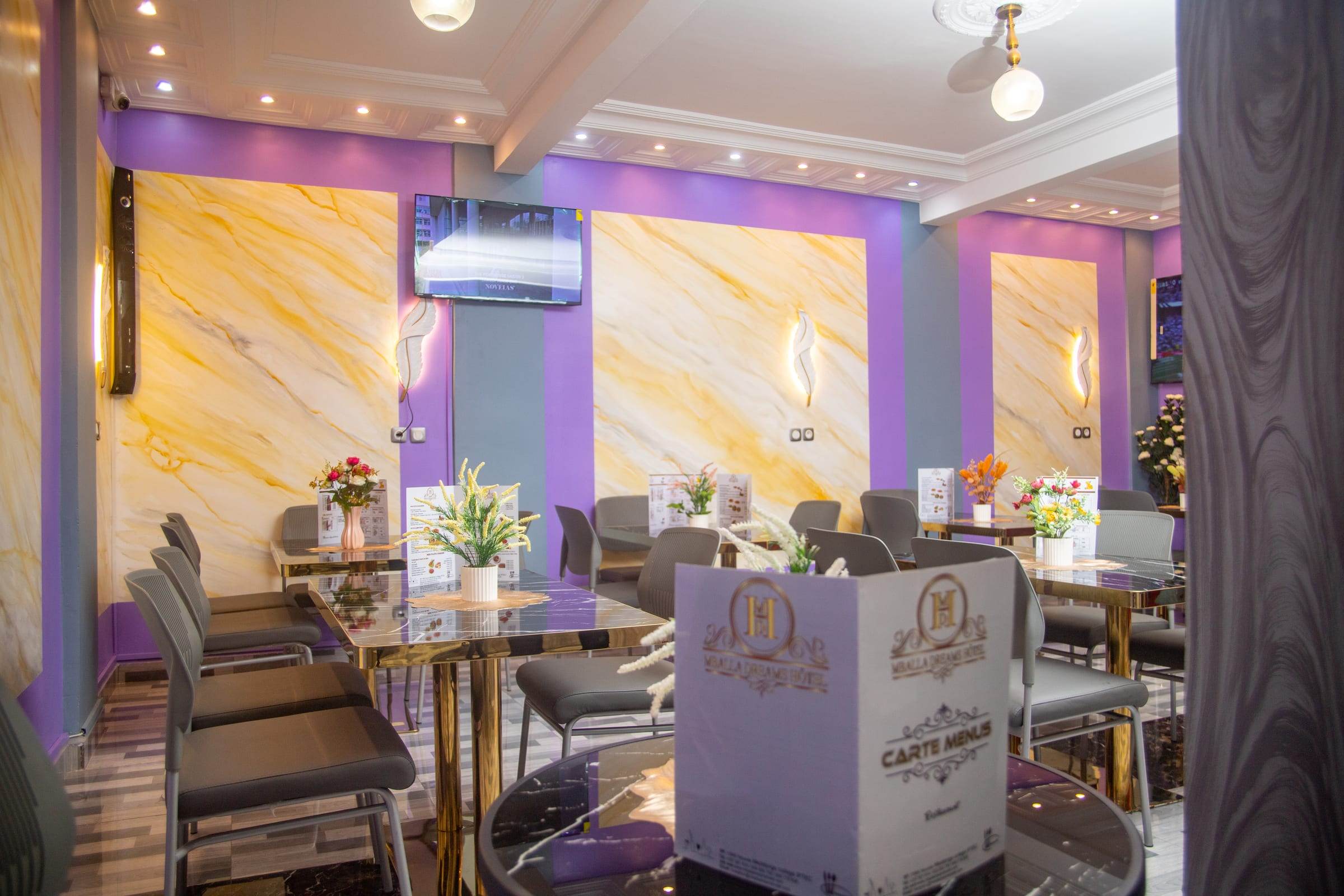 Marble and gold lounge at Mballa Dreams Hotel, Yaoundé